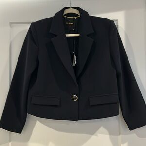 St. John- The Broadway Cropped Blazer In Stretch Crepe Suiting